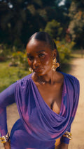The Cowl Neck Mini Dress- Orchid Purple