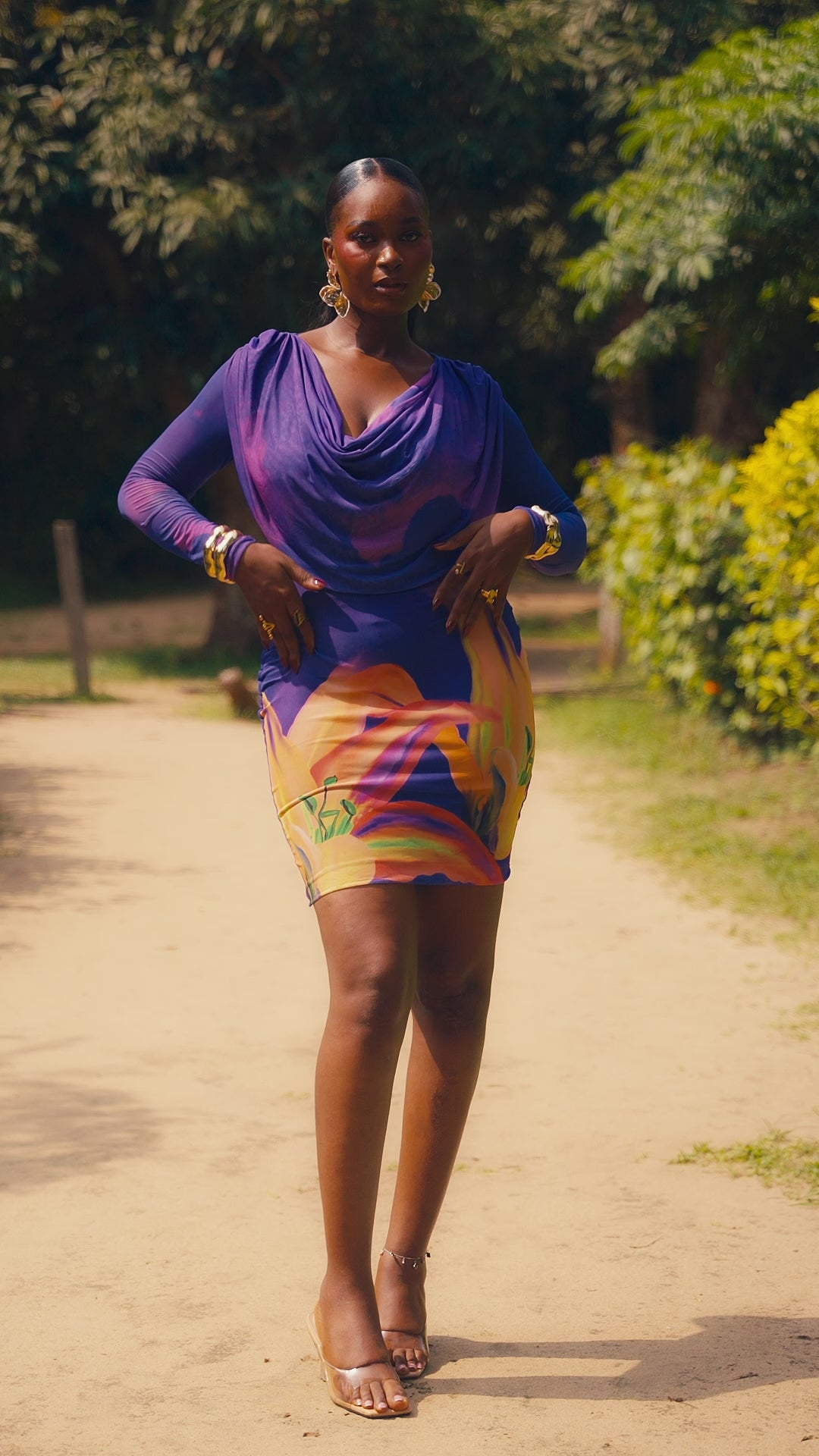 The Cowl Neck Mini Dress- Orchid Purple